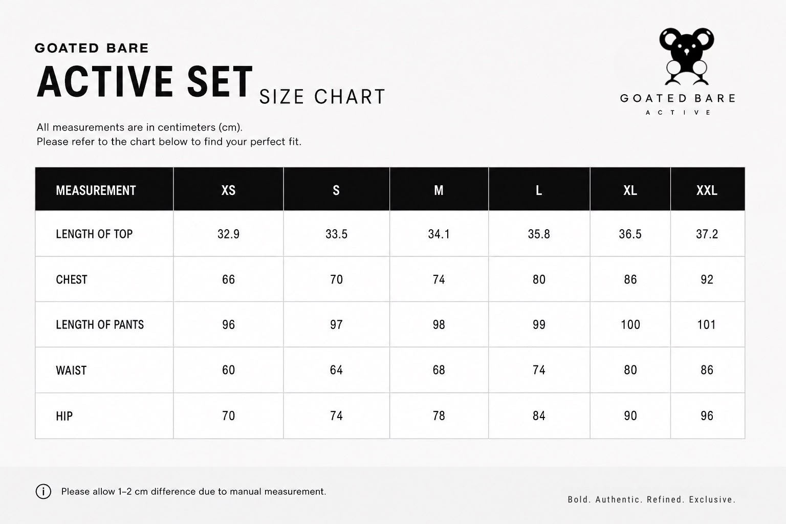 tights and bras size sheet